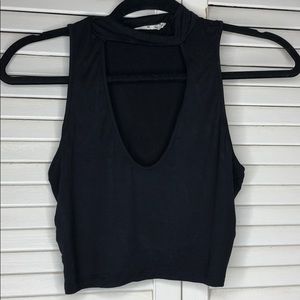 Sexy crop top deep cut black festival Coachella